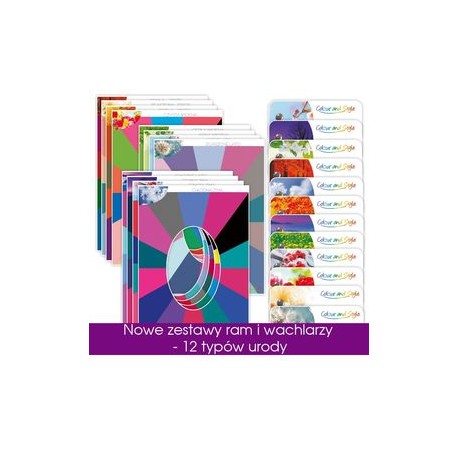 Zestaw 12 ram i wachlarzy kolorow